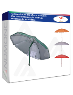 Ombrellone da Mare 240cm Parasole Spiaggia Estivo...