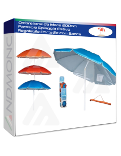 Ombrellone da Mare 200cm Parasole Spiaggia Estivo...