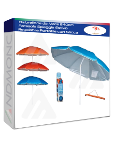 Ombrellone da Mare 240cm Parasole Spiaggia Estivo...