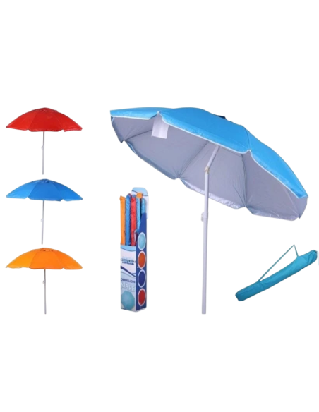 Ombrellone da Mare 160cm Parasole Spiaggia Estivo Regolabile Portatile con Sacca