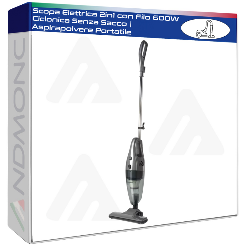 Scopa Elettrica 2in1 con Filo 600W Ciclonica Senza Sacco - Aspirapolvere Portatile