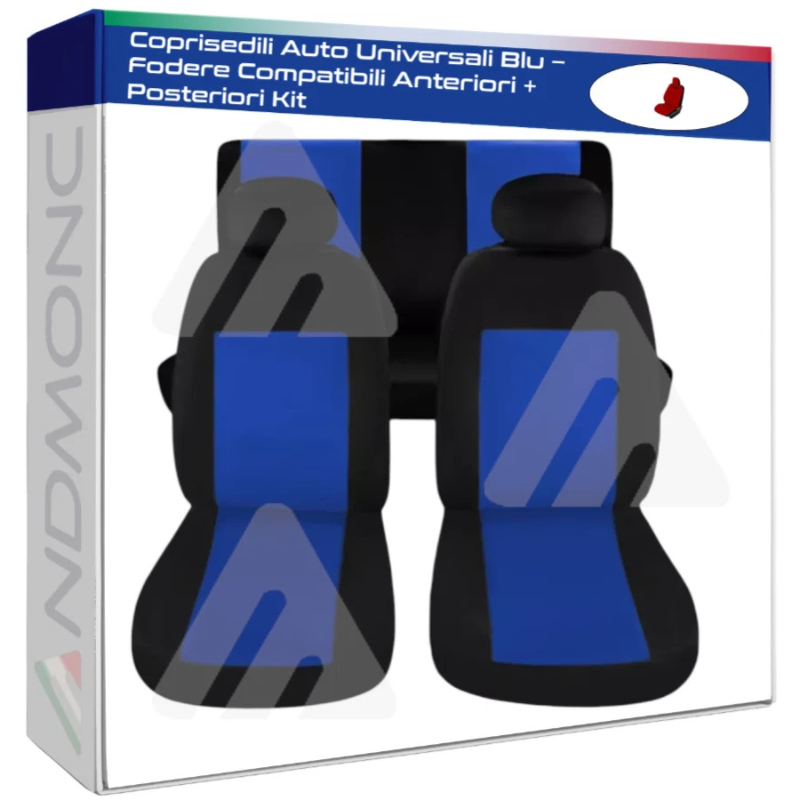 Coprisedili Auto Universali Blu – Fodere Compatibili Anteriori + Posteriori