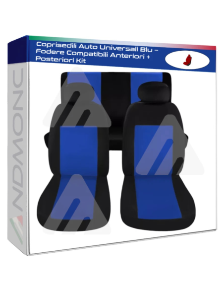 Coprisedili Auto Universali Blu – Fodere Compatibili Anteriori + Posteriori