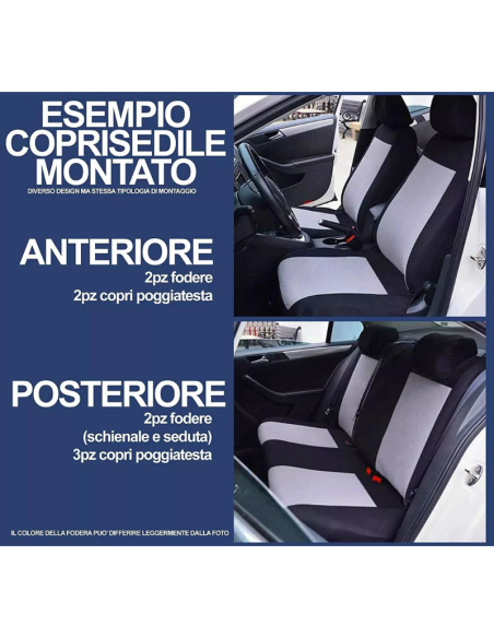 Coprisedili Auto Universali Nero – Fodere Compatibili Anteriori + Posteriori
