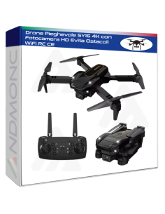 Drone Pieghevole SY16 4K con Fotocamera HD Evita Ostacoli...