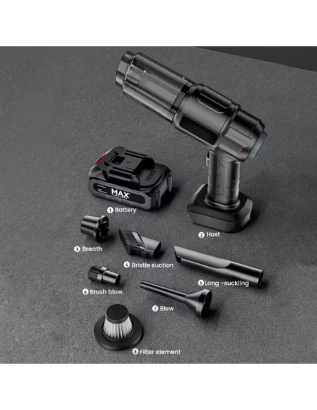 Aspirapolvere Soffiatore Portatile Senza Fili Batteria Potente Auto Casa