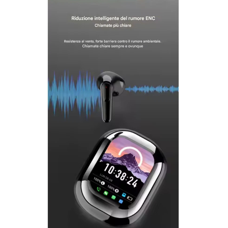 Auricolari SE-ONE Wireless BT 5.4 LED Touch,...