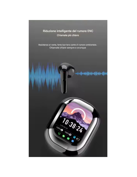 Auricolari SE-ONE Wireless BT 5.4 LED Touch, TTS AI, ENC Gaming, Tipo-C Cuffie