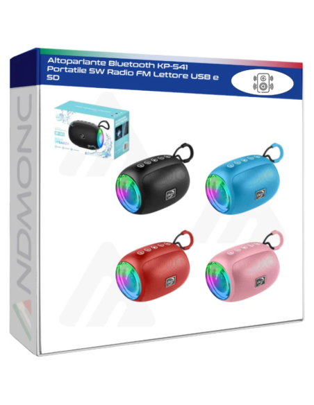 Altoparlante Bluetooth KP-541 Portatile 5W Radio FM Lettore USB e SD