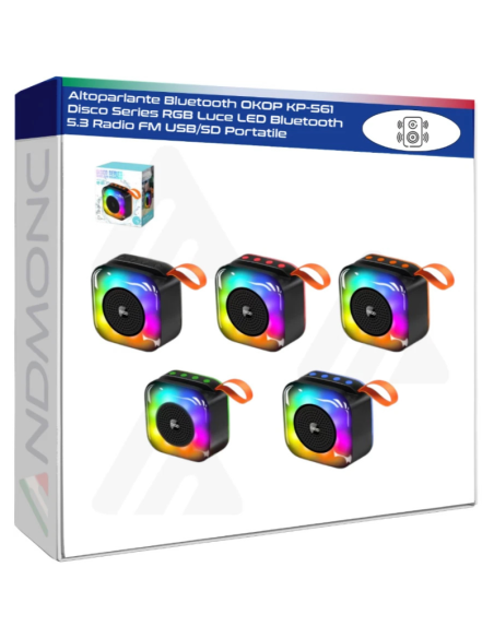Altoparlante Bluetooth OKOP KP-561 Disco Series RGB Luce LED Bluetooth 5.3 Radio