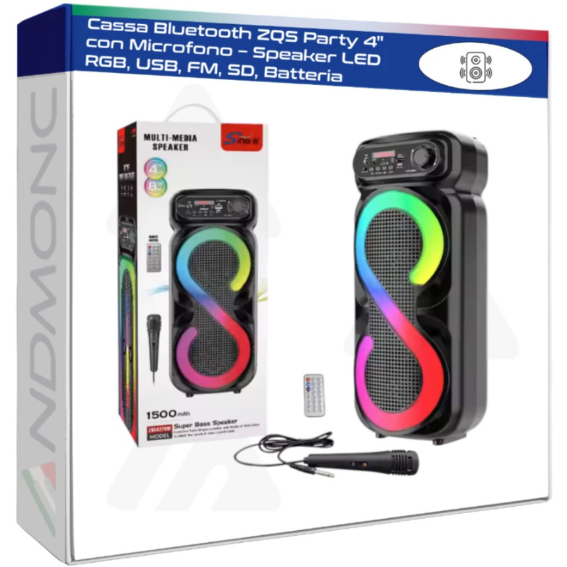 Cassa Bluetooth ZQS Party 4" con Microfono –...