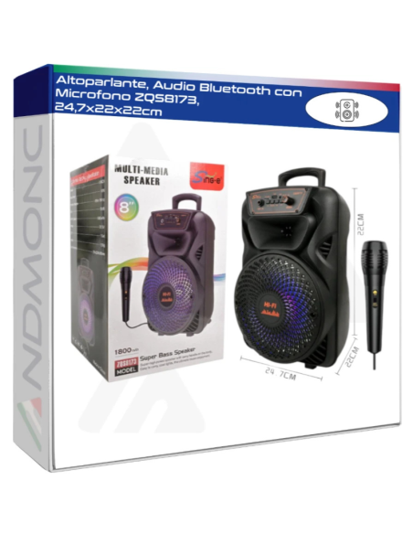 Altoparlante, Audio Bluetooth con Microfono ZQS8173, 24,7x22x22cm