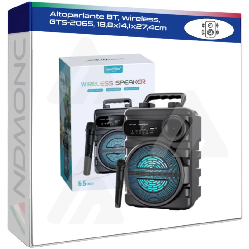 Altoparlante BT, wireless, GTS-2065, 18,8x14,1x27,4cm