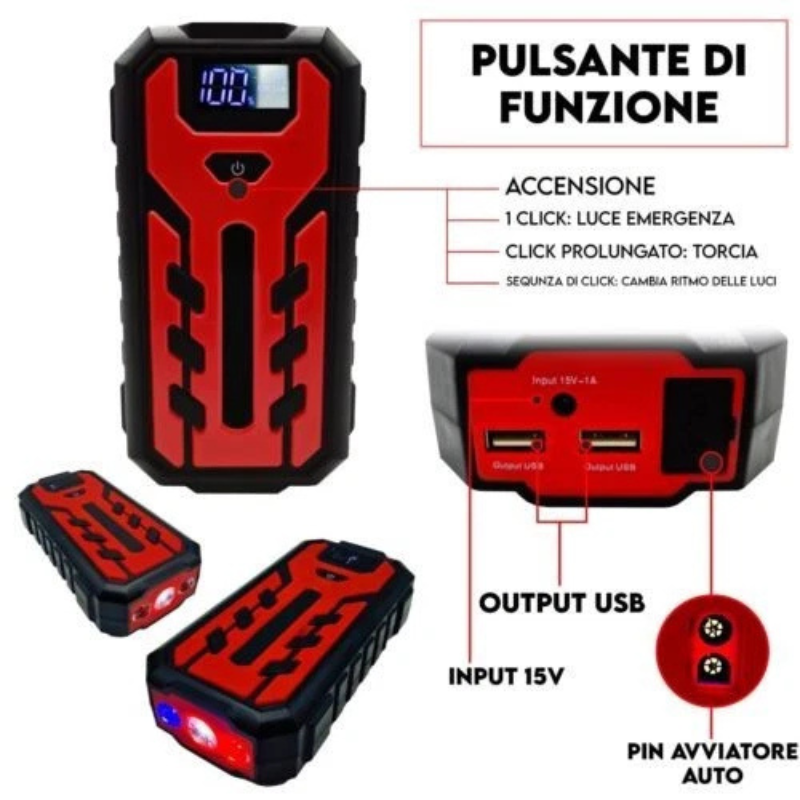 Avviatore Batteria Auto 20000mAh Andowl Q-D1020...