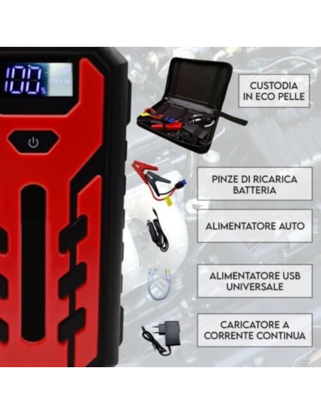 Avviatore Batteria Auto 20000mAh Andowl Q-D1020 | Jump Starter Power Bank LED