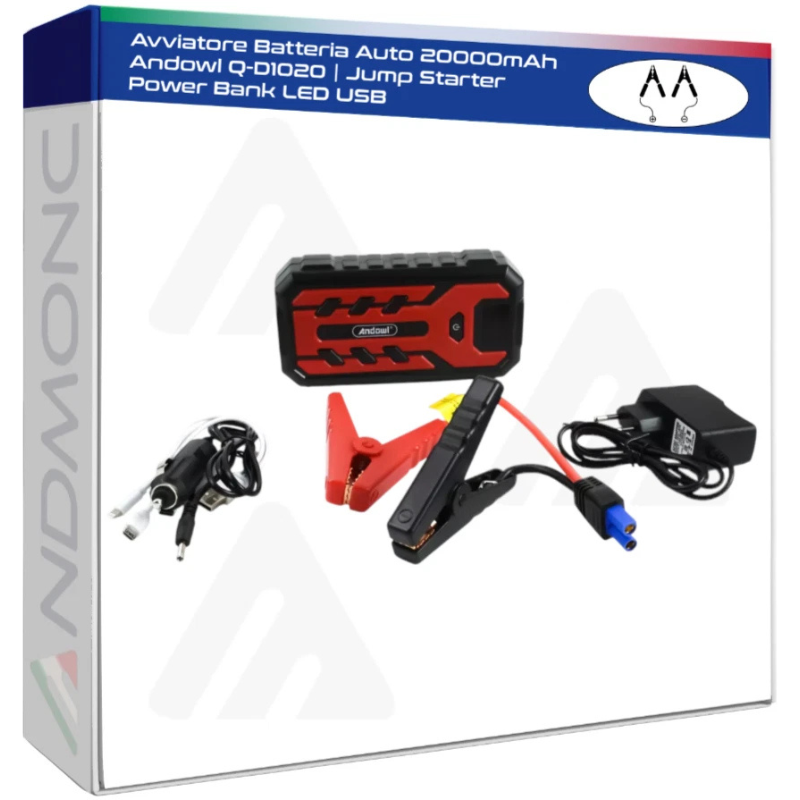 Avviatore Batteria Auto 20000mAh Andowl Q-D1020 | Jump Starter Power Bank LED