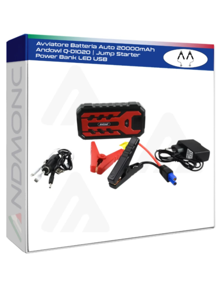 Avviatore Batteria Auto 20000mAh Andowl Q-D1020 | Jump Starter Power Bank LED