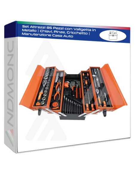 Set Attrezzi 85 Pezzi con Valigetta  Chiavi, Pinze, Utensili  5 Scomparti