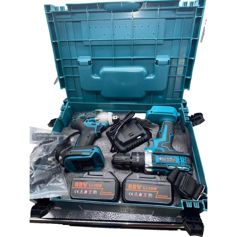 Avvitatore Impulsi + Trapano 88V 2 Batterie...