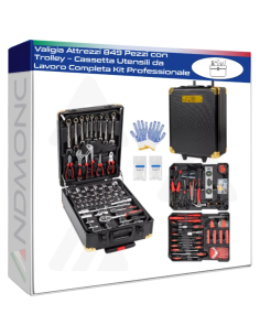 Valigia Attrezzi 849 Pezzi con Trolley – Cassetta...