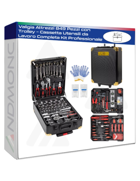 Valigia Attrezzi 849 Pezzi con Trolley – Cassetta Utensili da Lavoro Completa