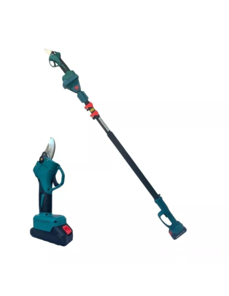 Kit Potatura Motosega 6" + Forbice Elettrica 2 Batterie Asta Telescopica Pro