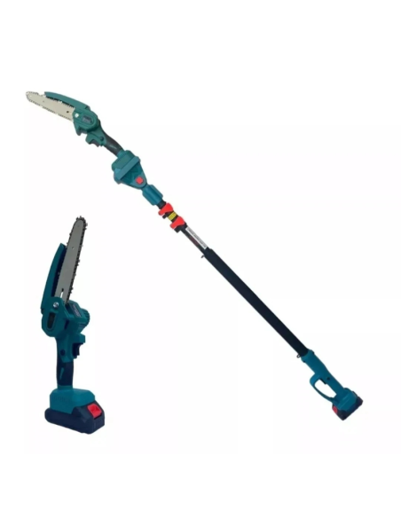 Kit Potatura Motosega 6" + Forbice Elettrica 2 Batterie Asta Telescopica Pro