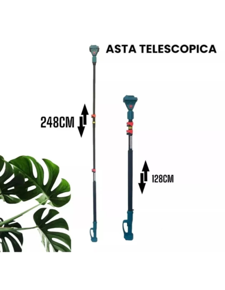 Kit Potatura Motosega 6" + Forbice Elettrica 2 Batterie Asta Telescopica Pro