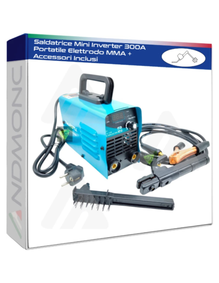 Saldatrice Mini Inverter 300A Portatile Elettrodo MMA + Accessori Inclusi