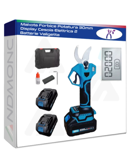 Makota Forbice Potatura 30mm Display Cesoia Elettrica 2 Batterie Valigetta
