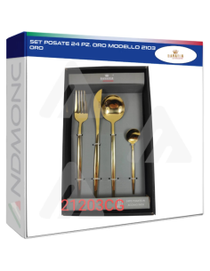 Set Posate 24 Pezzi Oro – Modello 2103 Elegante per 6...