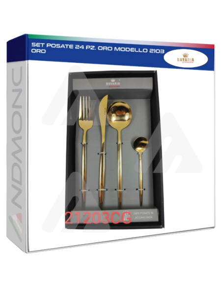 Set Posate 24 Pezzi Oro – Modello 2103 Elegante per 6 Persone
