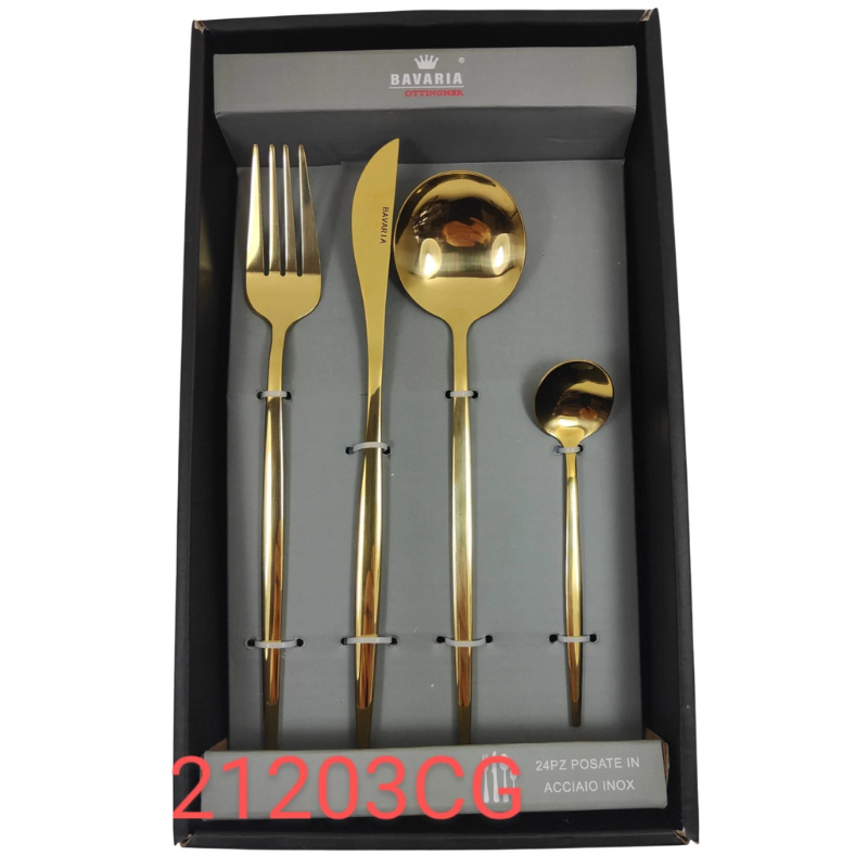 Set Posate 24 Pezzi Oro – Modello 2103 Elegante...