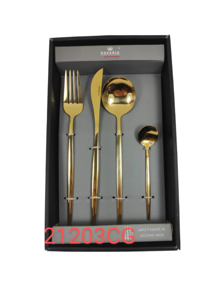 Set Posate 24 Pezzi Oro – Modello 2103 Elegante per 6 Persone