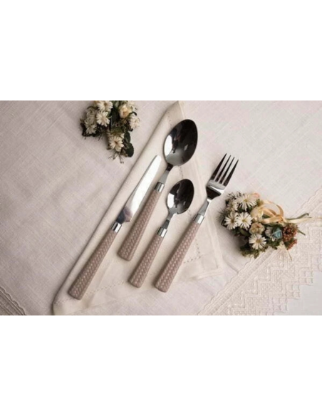 Set Posate 24 Pezzi Colore Tortora – Modello 5177 per 6 Persone