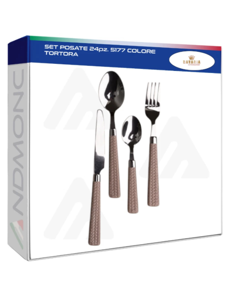 Set Posate 24 Pezzi Colore Tortora – Modello 5177 per 6 Persone