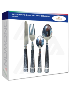 Set Posate 24 Pezzi Nero – Modello 5177 Elegante per 6...