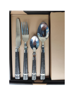 Set Posate 24 Pezzi Nero – Modello 5177 Elegante per 6... 2