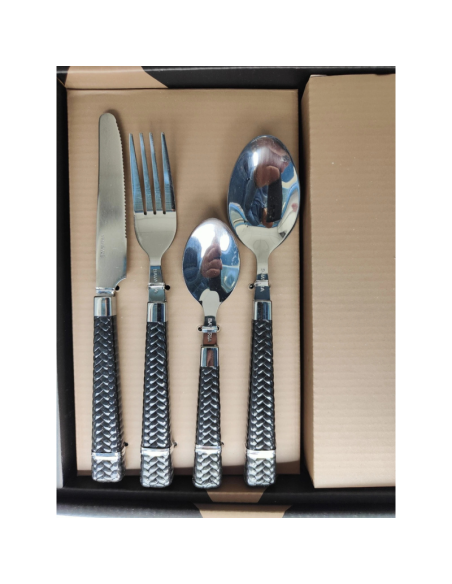 Set Posate 24 Pezzi Nero – Modello 5177 Elegante per 6 Persone