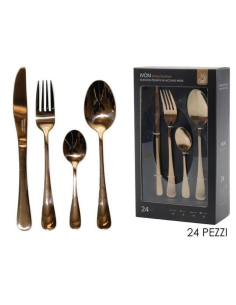 Set 24 Posate Servizio Acciaio Inox, Ivon Shiny Bronze 2
