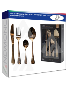 Set 24 Posate Servizio Acciaio Inox, Ivon Shiny Bronze