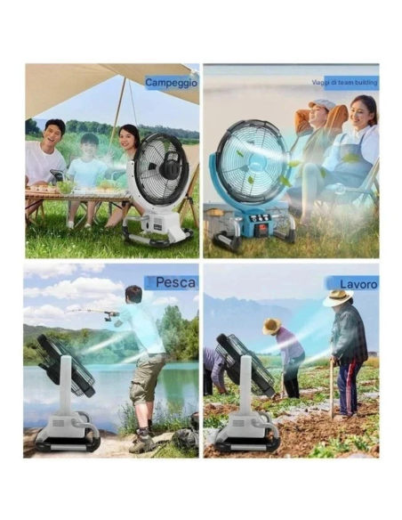 Ventilatore Portatile a Batteria 21V Ricaricabile | Campeggio Casa Ufficio MLS00
