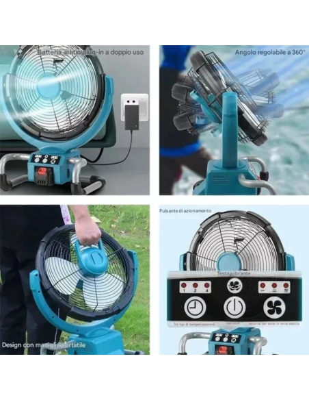 Ventilatore Portatile a Batteria 21V Ricaricabile | Campeggio Casa Ufficio MLS00