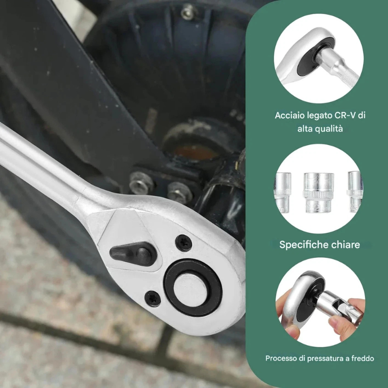 Set Bussole 108 Pezzi con Cricchetto Rapido,...