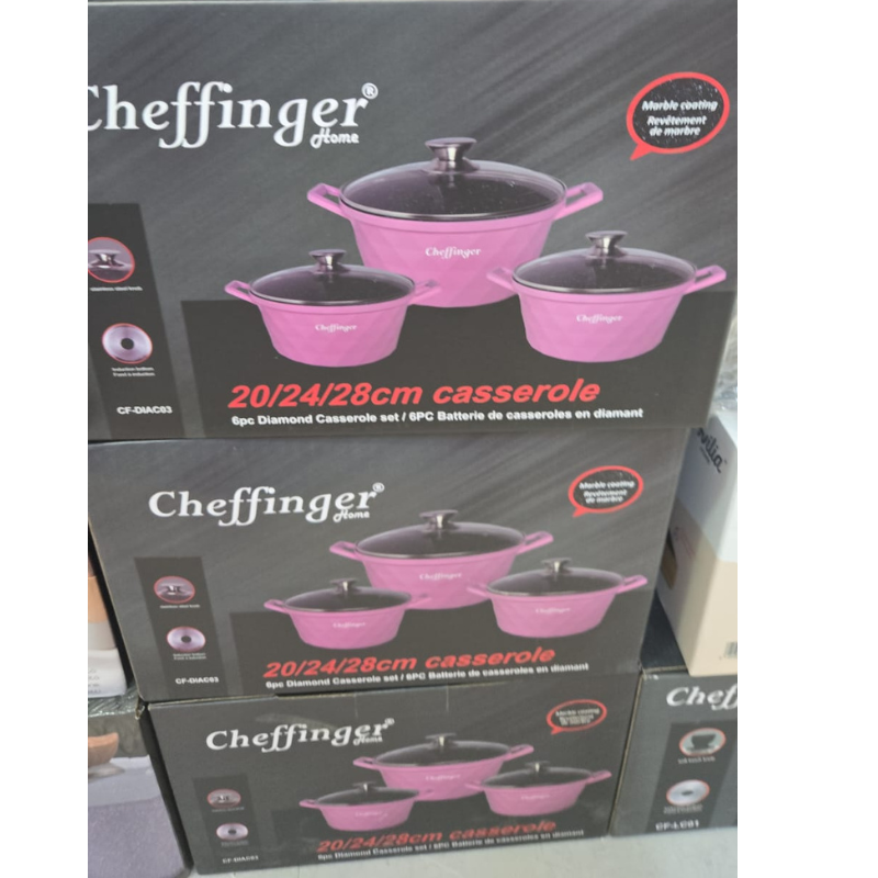Cheffinger Set Di Casseruole Diamantate Rosa