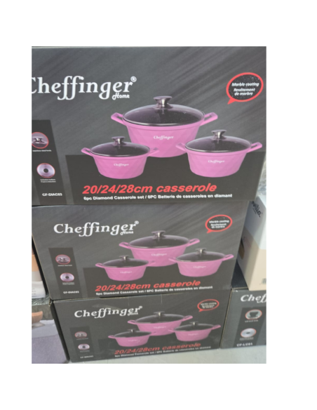 Cheffinger Set Di Casseruole Diamantate Rosa