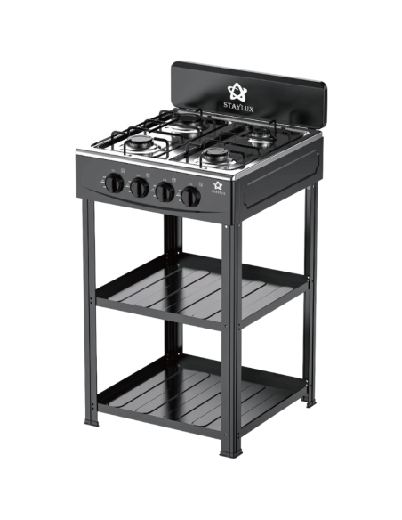 Cucina Portatile a Gas 4 Fuochi da Campeggio con 2 Ripiani – 60 cm , 2 Colori