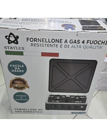 Fornellone a Gas 4 Fuochi STAYLUX – Resistente e di Alta Qualità, Facile da Usare
