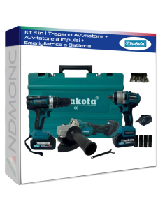 Kit 3 in 1 Trapano Avvitatore + Avvitatore a Impulsi +...