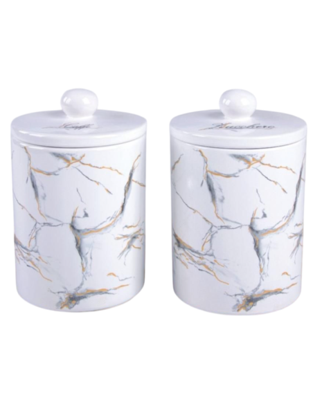 2x Barattoli effetto Marmo Caffè, Zucchero